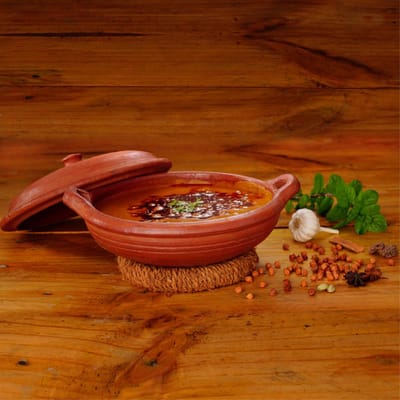 Frying Pan / Kadai / Clay Curry Pan with lid