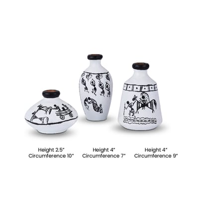Hand-Painted Earthen Terracotta Vase - Vases / Decorative for Home Miniature Terracotta Pots