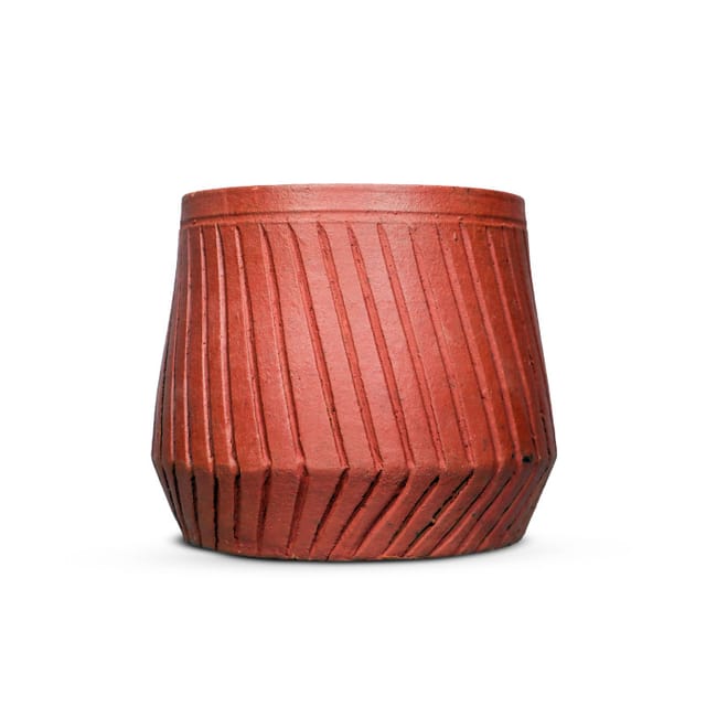 Designer Lined Terracotta Planter | Clay Pot