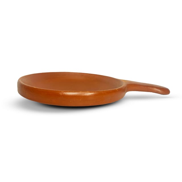 Terracotta frying pan with flat handle / Clay Frying Pan