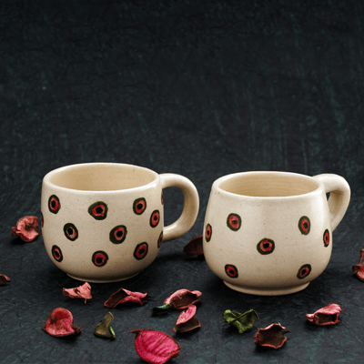 Handmade Ceramic Dotted Cups - Set of Two
