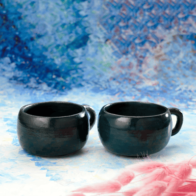 Handmade  Round Jade Tea Cups - Set of Two